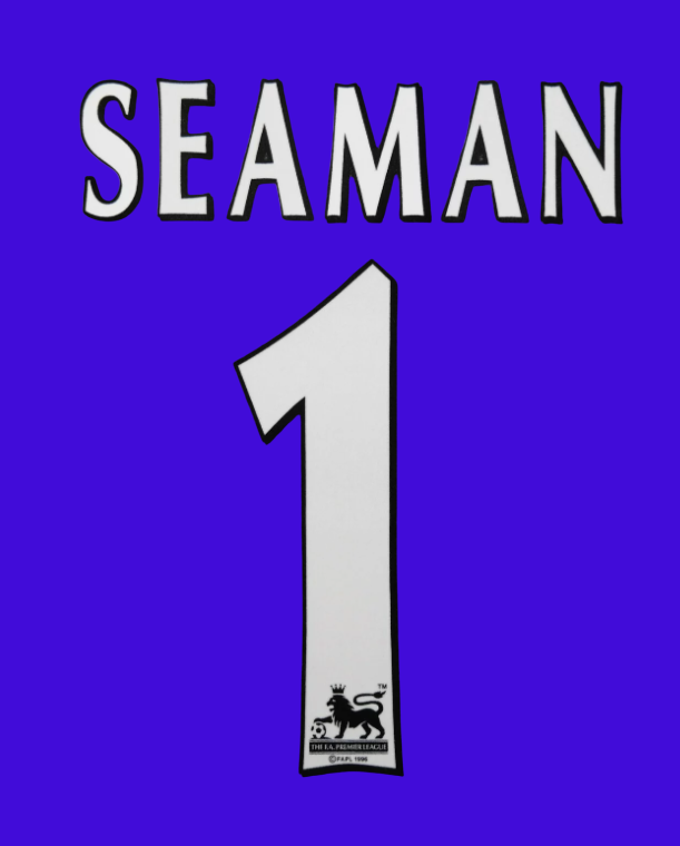 1997-2002 Seaman 1 Arsenal EPL NAME AND NUMBER SET, Home Away nameset