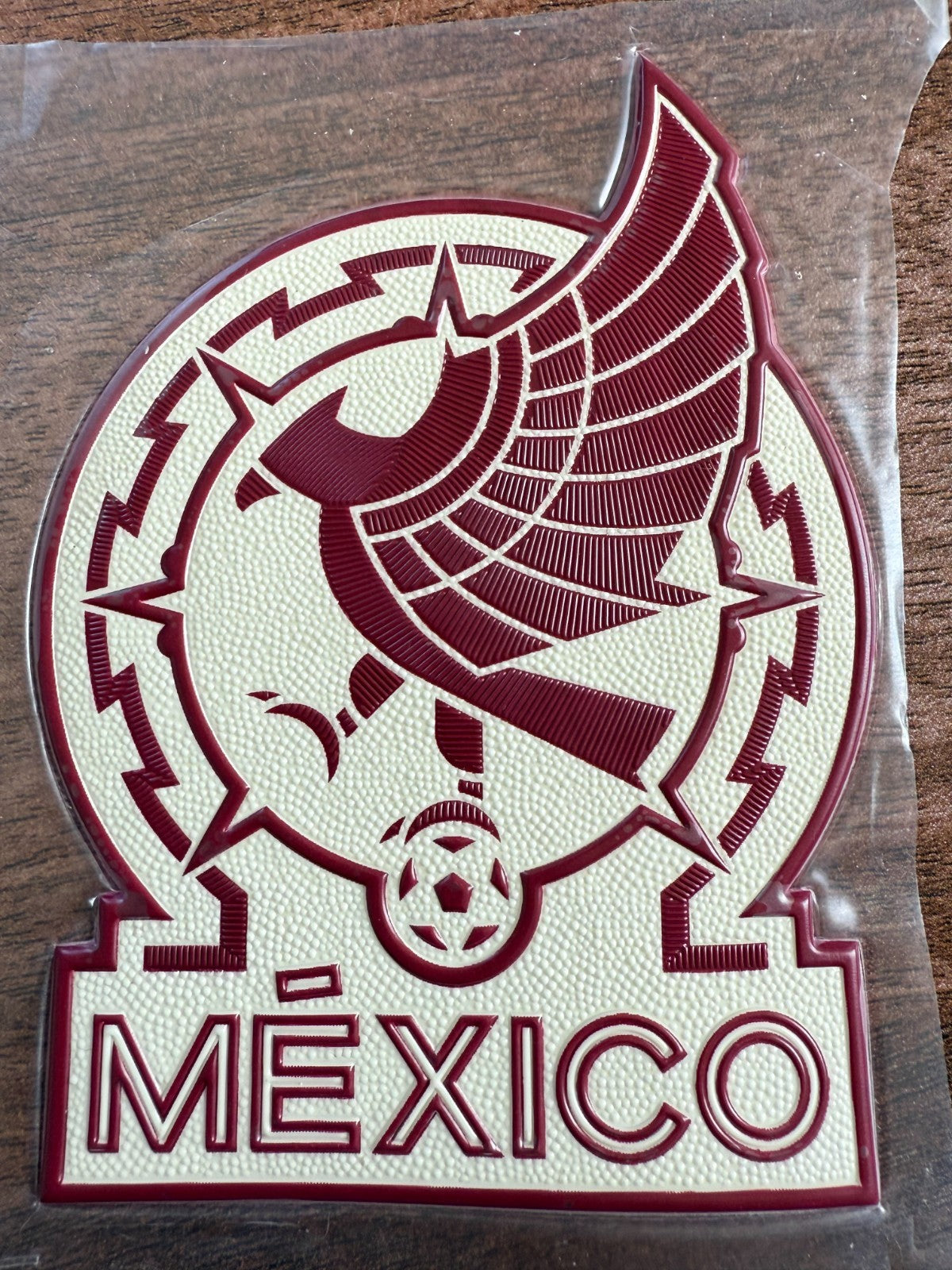 Mexico Red/White Football Silicon Iron On Patch Badge