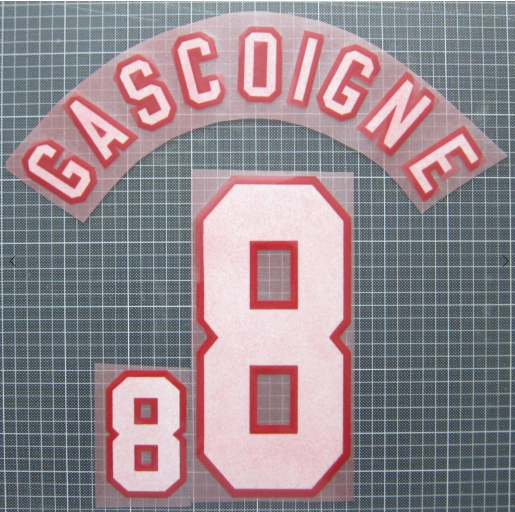 Gascogine 8 England Euro 1996 Away Felt Player Size Nameset