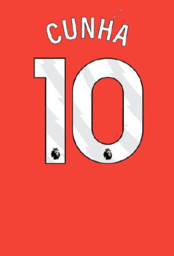 Manchester Unired 2026 Cunha 10 WHITE PLAYER SIZE nameset