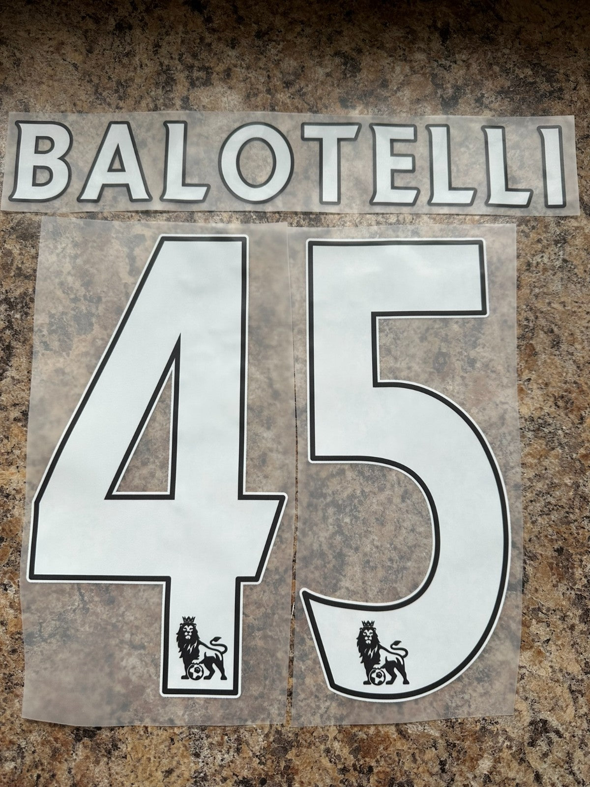 Balotelli 45 Manchester City 2007-2013 EPL NAME AND NUMBER SET, Home Away UK