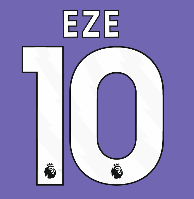 Eze 10 2024-2026 Crystal Palace Arsenal Home White PLAYER SIZE nameset