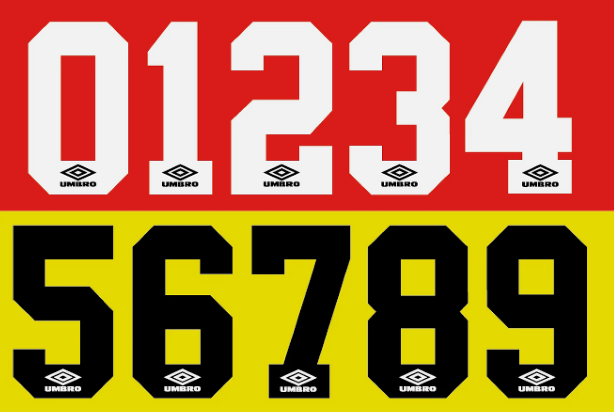 Custom Any Number Football Shirt Soccer Numbers Umbro 1994-1997 man utd