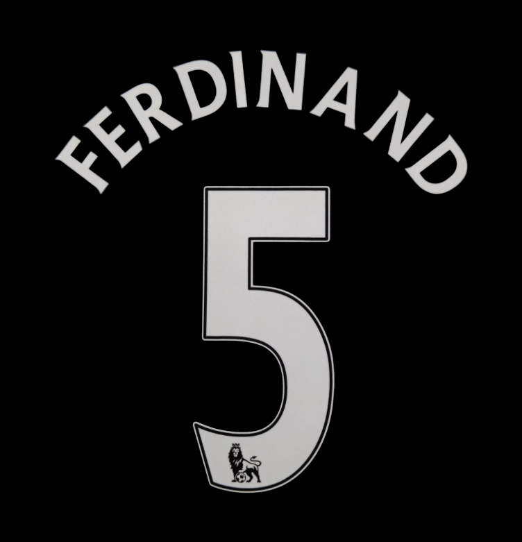 Ferdinand 5 2007-2013 Player Size Premier League White Nameset UK STOCK Man u