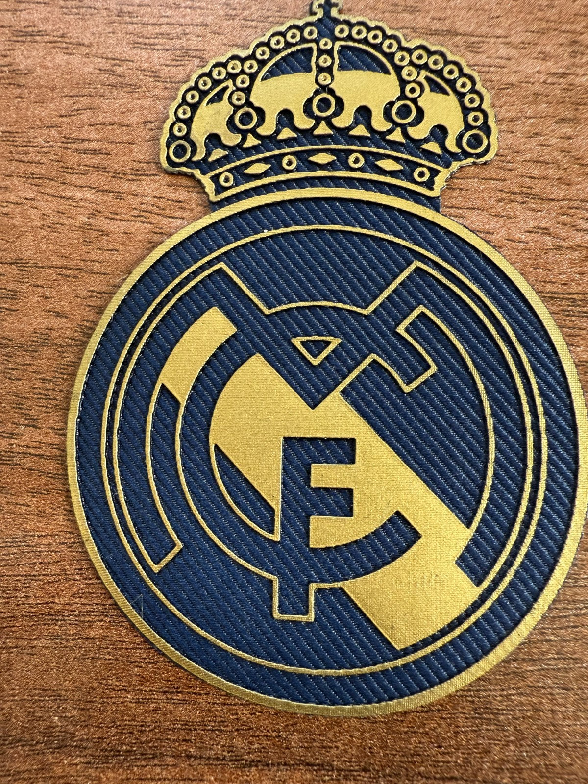 La Liga Real Madrid Gold Black Silicon Iron On Patch Badge 75 x 50mm