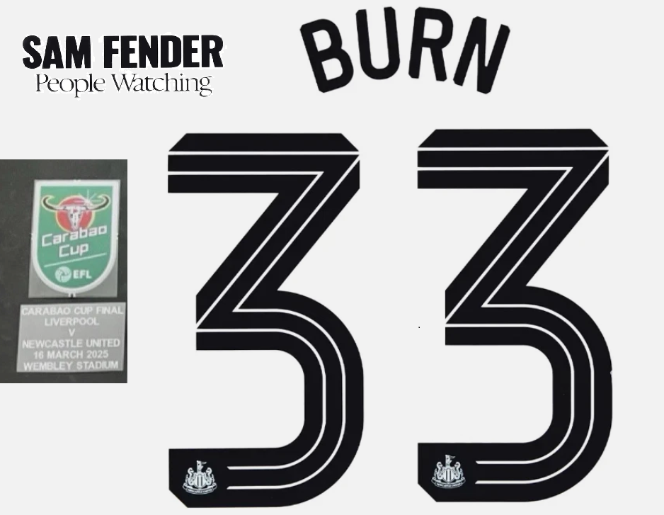 NEWCASTLE BURN 33 2024-2025 HOME Carabao Cup PLAYER SIZE Nameset Winners Set