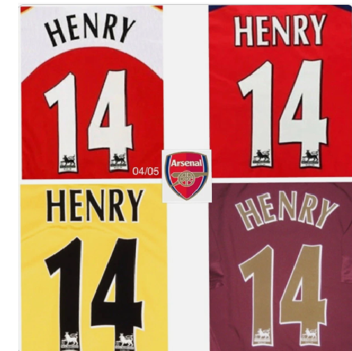 ARSENAL 1997-2007 HENRY 14 NAMESET LEXTRA PLAYER SIZE CHOOSE ONE black white gol