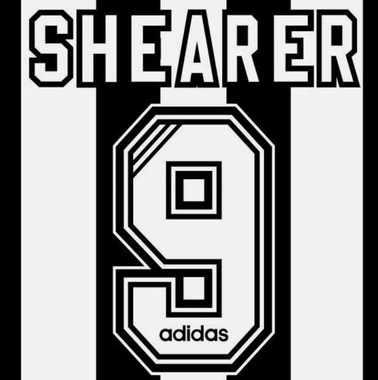 Any name or Shearer 9 Felt Newcastle 1996-1997 nameset PLAYER size Retro
