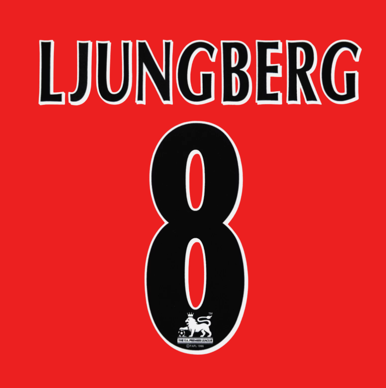 1997-2007 Ljungberg 8 Arsenal EPL NAME AND NUMBER SET, Home Away nameset