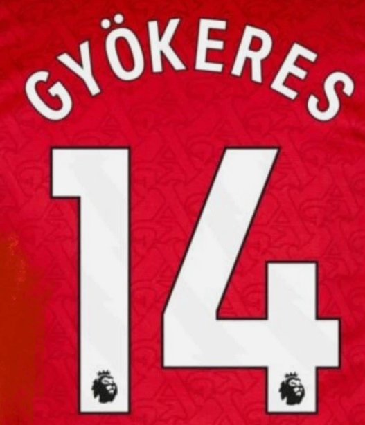 Gyokeres #14 ARSENAL HOME NAMESET PLAYER SIZE 2025-2026 EPL FONT