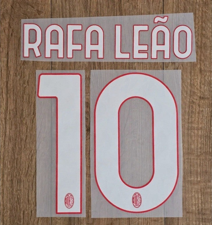 Rafa Leao #10 2025-2026 Home Ac Milan Player Size Plastic Serie A League Nameset