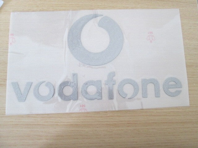 Vodafone Man Utd Sponsor away Patch Silver Flock 3D Repro for Football Shirt