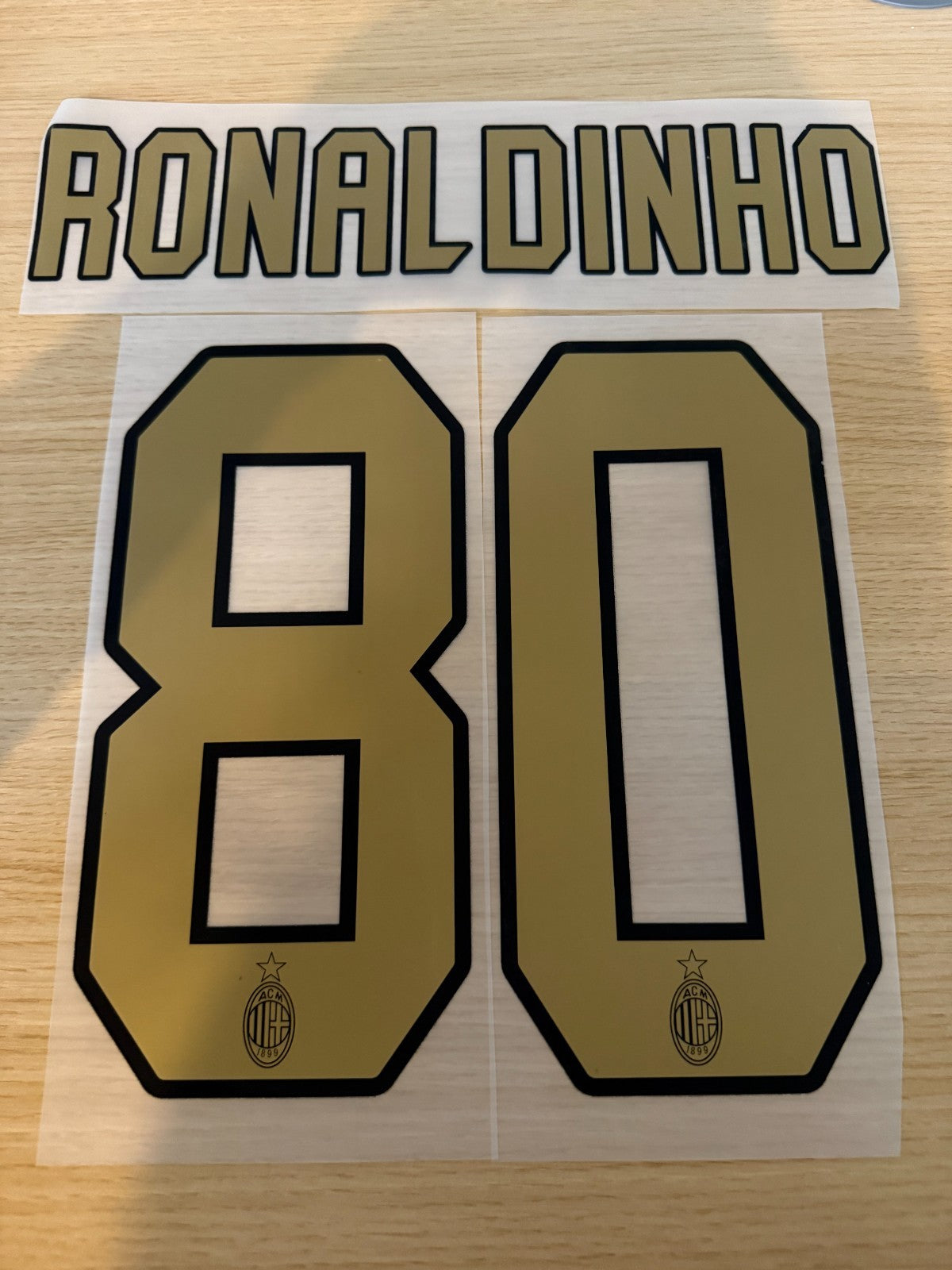 Ronaldinho #80 2006-2007 Ac Milan Player Size Gold Nameset UK stock