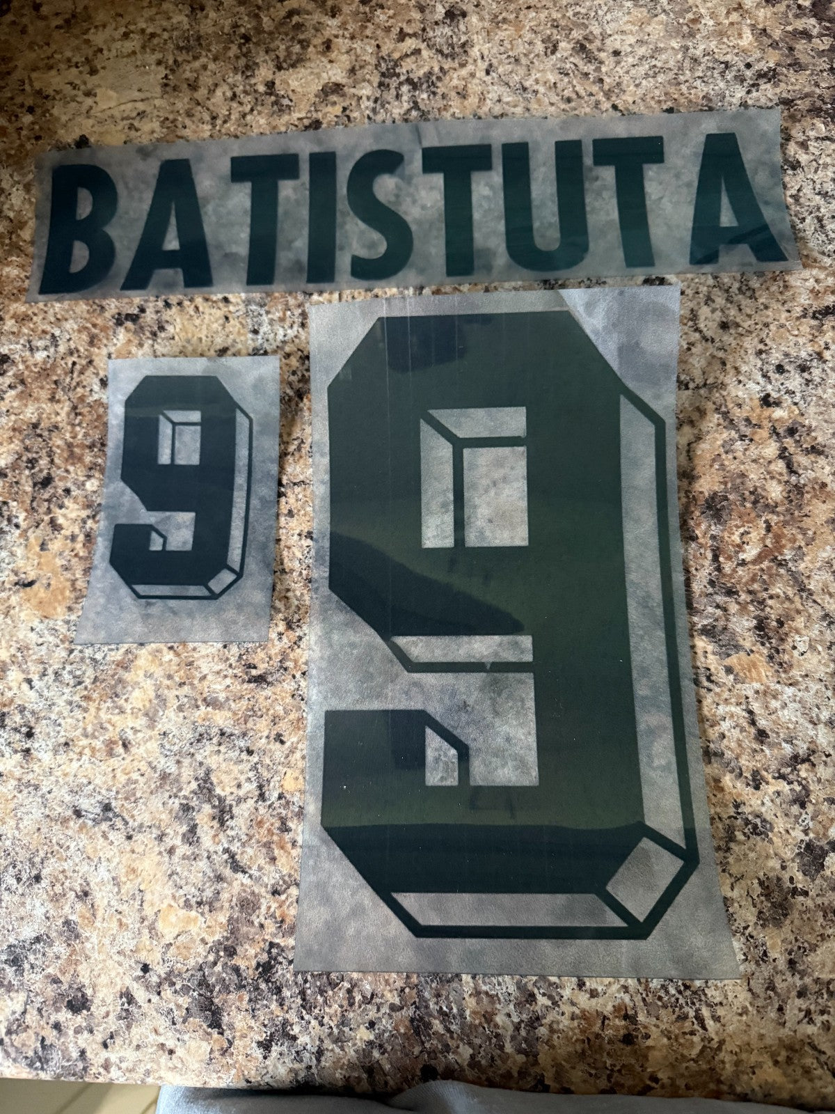 BATISTUTA 9 ARGENTINA WORLD CUP 1999 NAMESET PLAYER SIZE BLACK FELT