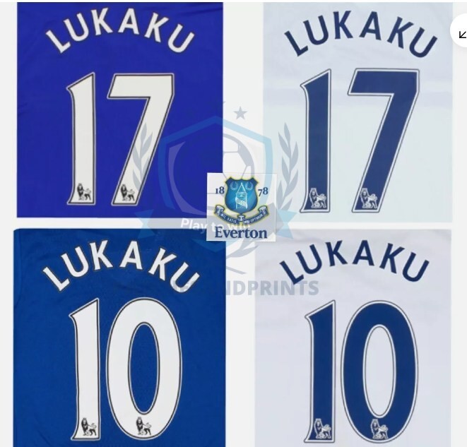 2007-2014 Navy or White Lukaku Everton EPL Player Size Premier League Nameset