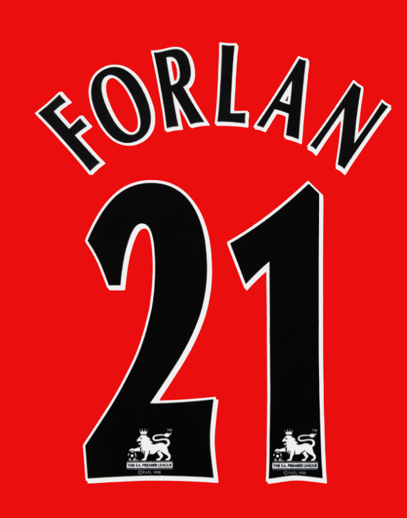 Forlan #2 1997-2006 EPL Player Size Premier League black Nameset Manchester utd
