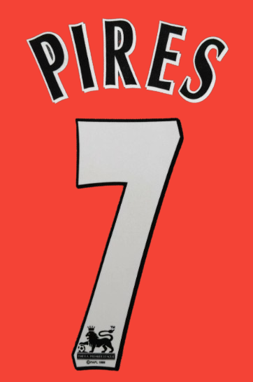 Pires #7 2004-2005 Player Size Premier League Black / White Nameset Arsenal