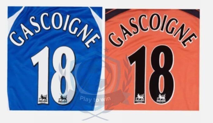 GASCOIGNE #8 1997-2004 Player Size Premier League Black White Nameset UK STOCK