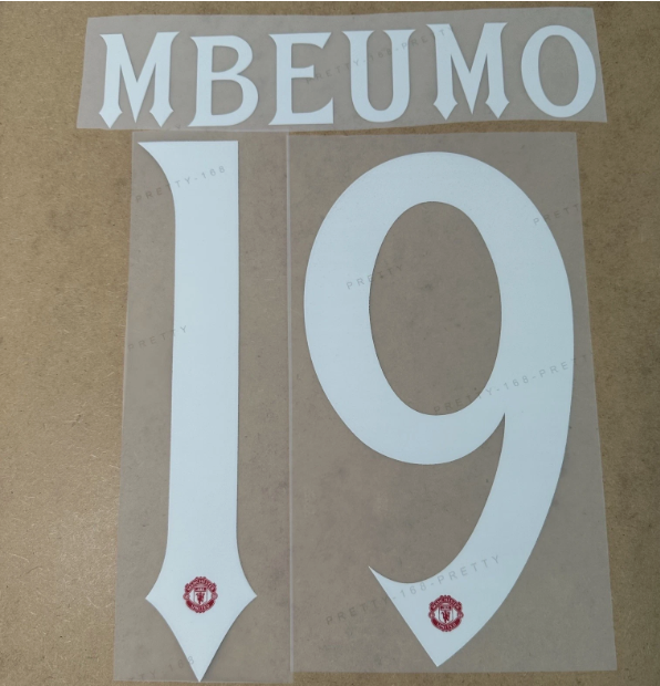 Mbeumo #19 2025-26 Player Size Cup Home White Nameset Manchester United