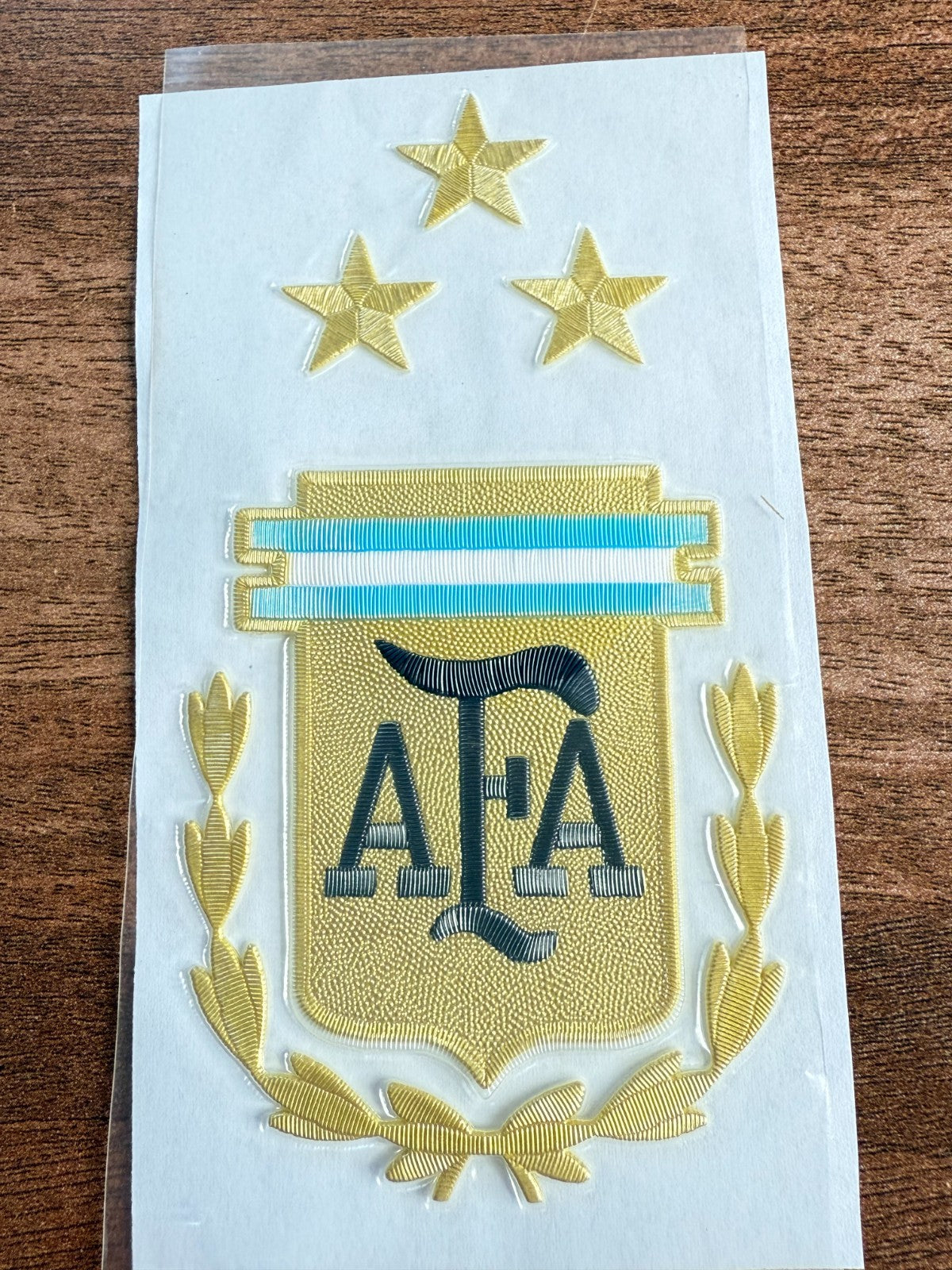 Argentina 3 star gold Football Silicon Iron On Patch Badge