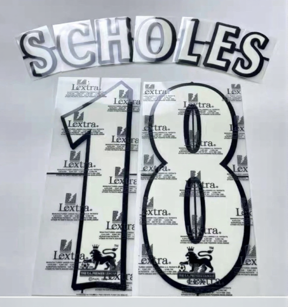 Scholes #18 1997-2006 EPL Player Size Premier League White Nameset Manchester u