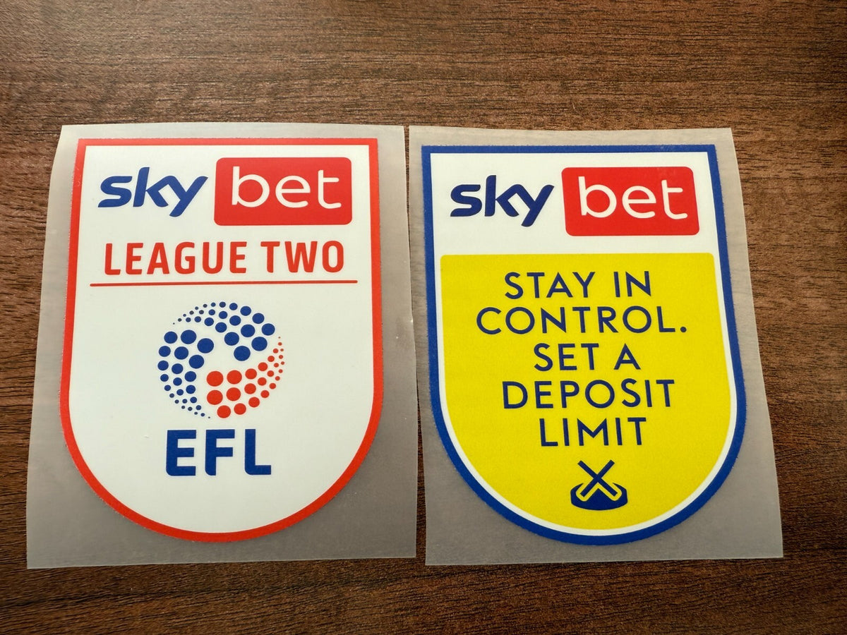 2020-2021 Sky Bet League 2 two patch player size Iron On Pair Plastic UK STOCK