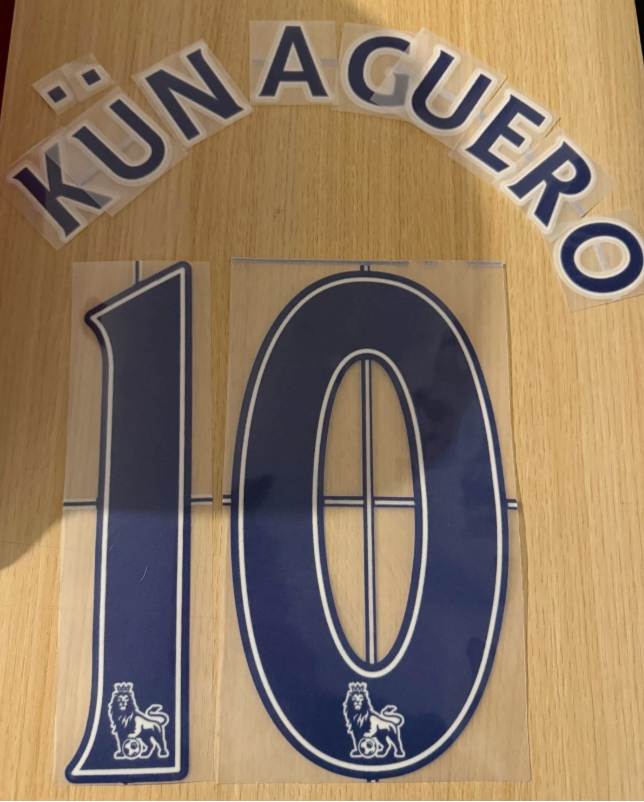 Kun Aguero 10 Manchester City 2007-2013 EPL NAME AND NUMBER SET, NAVY NAMESET