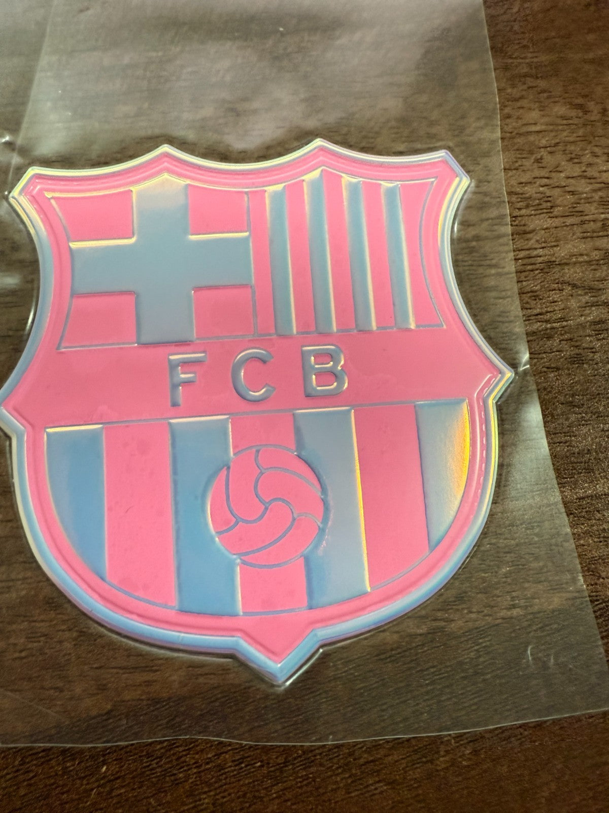La Liga Barcelona Pink Silver Silicon Iron On Patch Badge