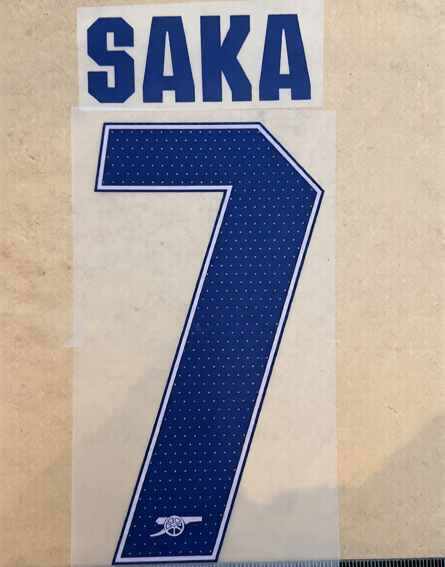 Arsenal Saka 7 2024-2025 AWAY PLAYER SIZE CL NAMESET