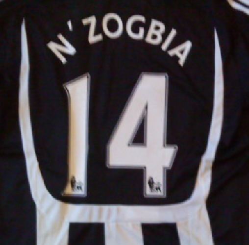 NEWCASTLE 2007-2013 N'ZOGBIA 14 WHITE PLAYER SIZE FELT NAMESET