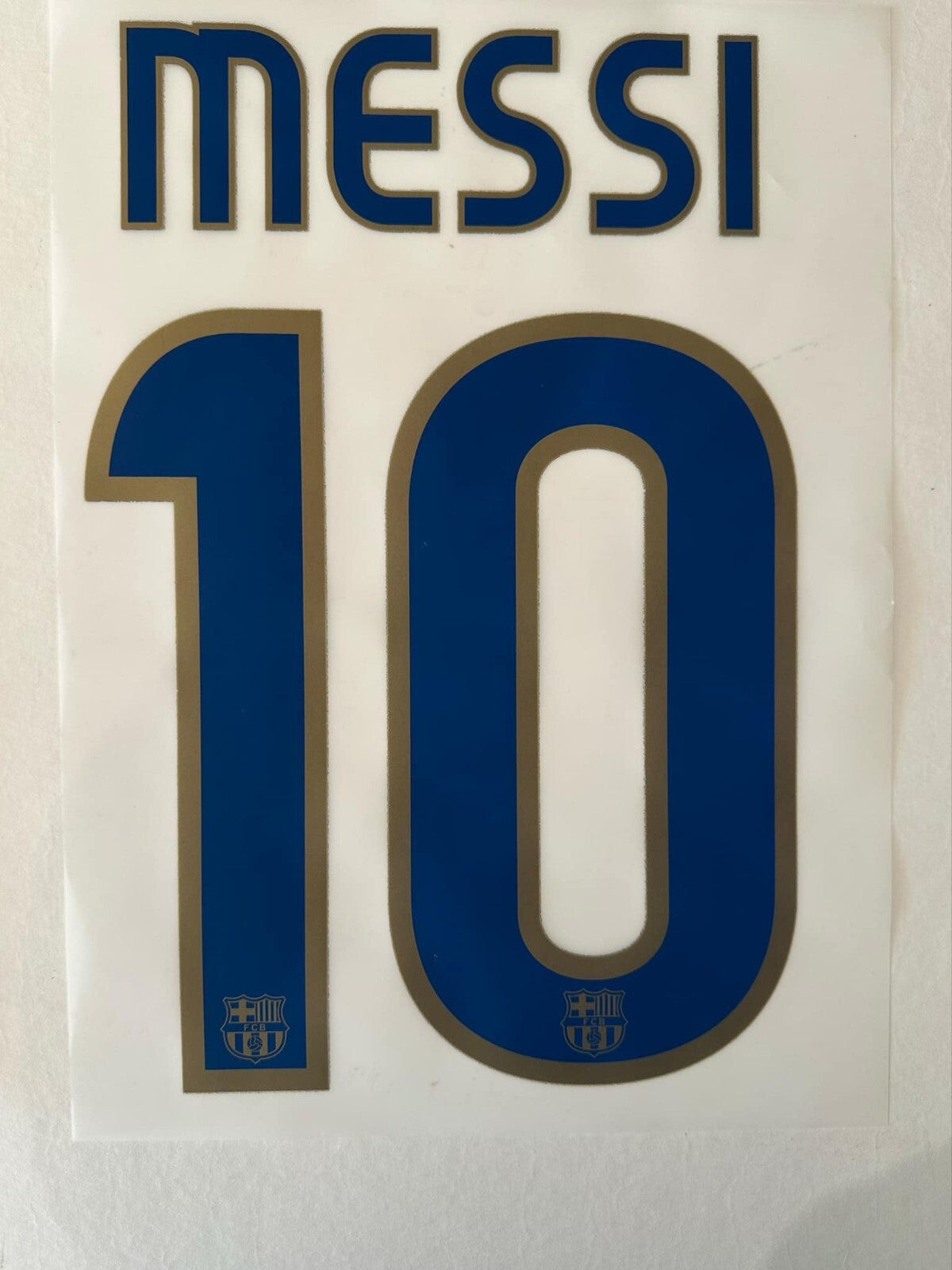 Messi #10 2008-2010 Barcelona Player Size Blue Gold Nameset UK stock