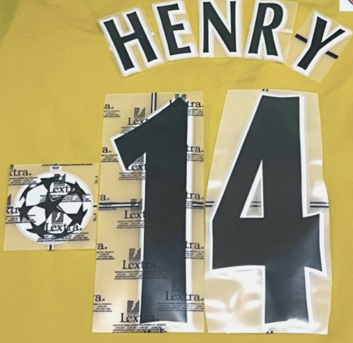 HENRY #14 1997-2005 Player Size Champions League black Nameset Patch Arsenal