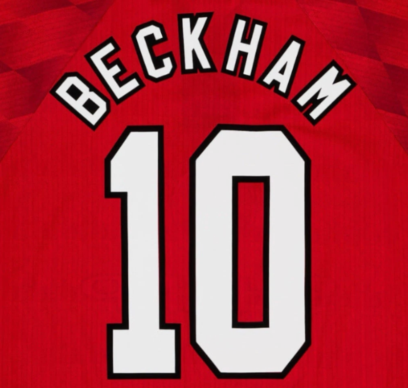 Beckham #10 1996-1997 Manchester United Felt Player Size Premier League Nameset