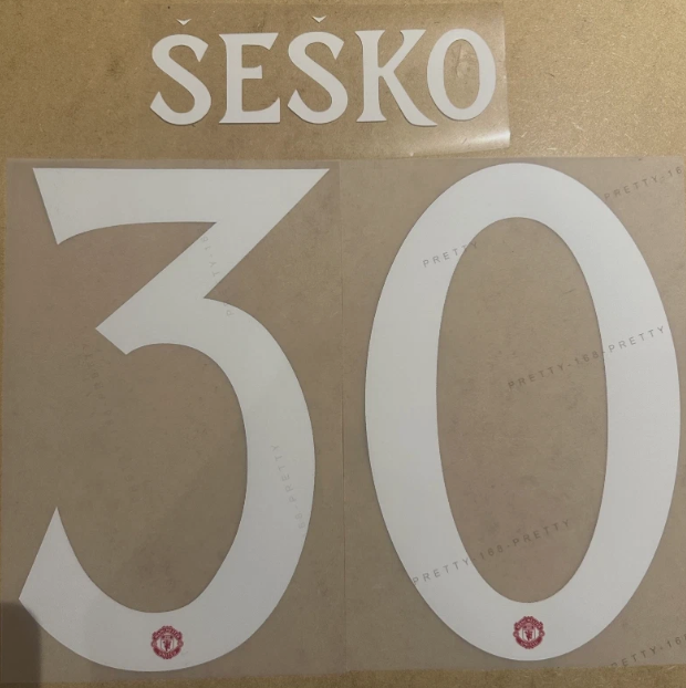 2025 2026 MANCHESTER UNITED SESKO 30 WHITE PLAYER SIZE NAMESET