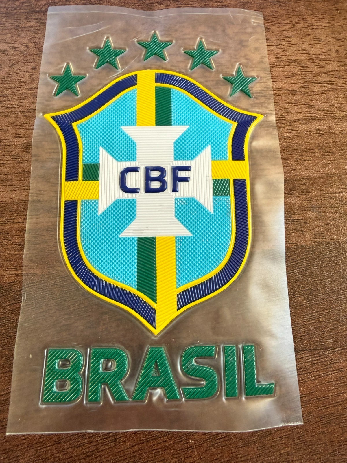 Brazil Brasil 5 Star Football Silicon Iron On Patch Badge