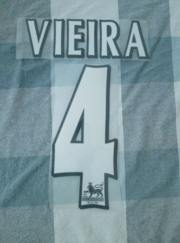 Vieira #4 1997-2006 Player Size Premier League WHITE FELT Nameset Arsenal UK