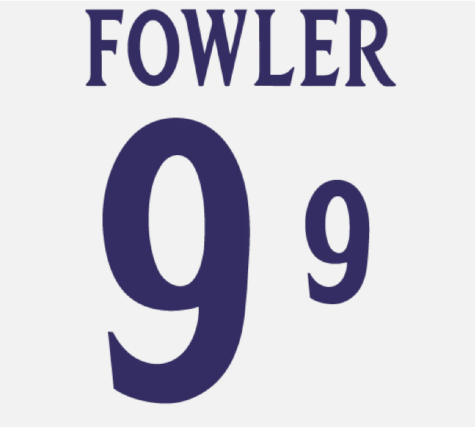 Fowler 9 England World Cup 2002 Home Felt Player Size Nameset