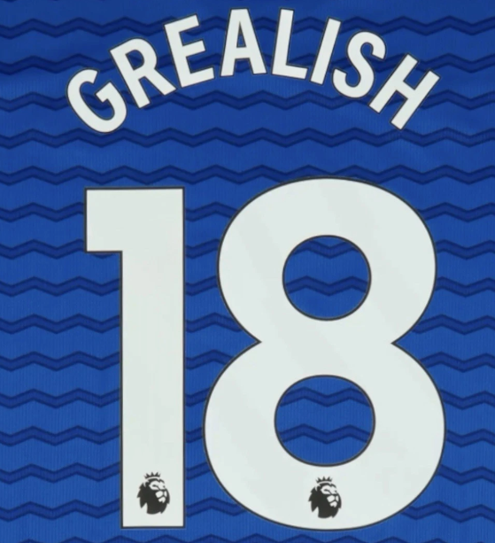 GREALISH 18 EVERTON 2025-2026 HOME PLAYER SIZE WHITE NAMESET Premier League