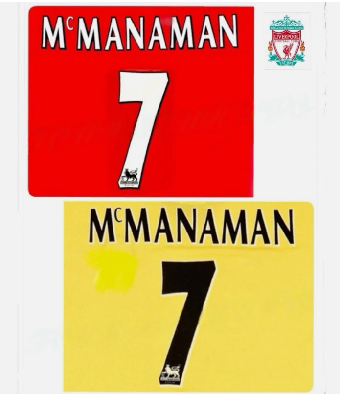McManaman 7 Liverpool 1997-2007 EPL NAME AND NUMBER SET, Home Away UK CHOOSE one