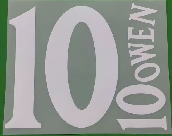 Owen 10 England World Cup 2002 Away Felt Player Size Nameset