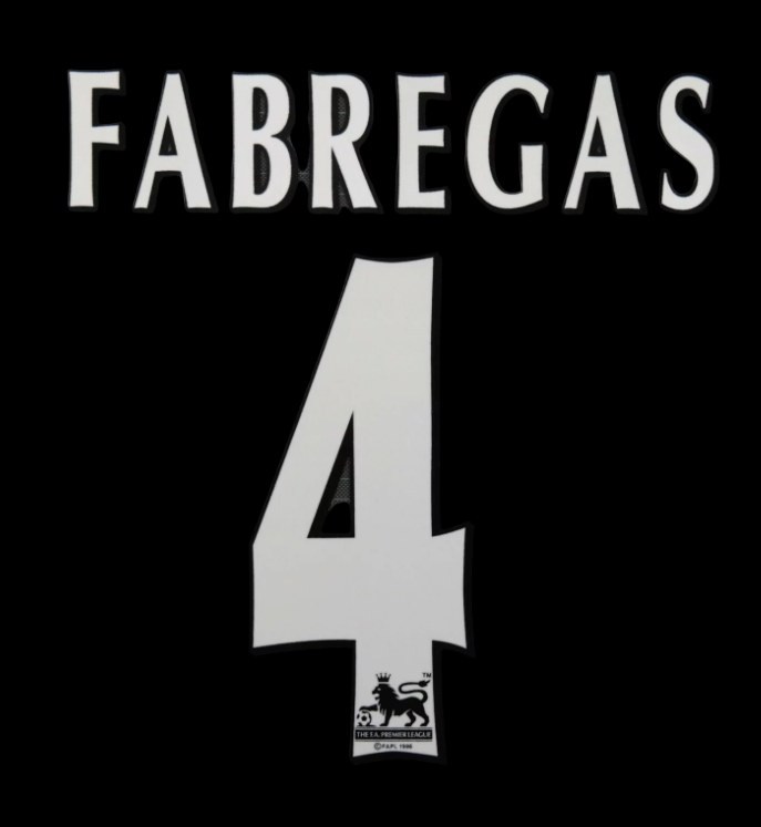 Fabregas 4 Arsenal 1997-2007 EPL NAME AND NUMBER SET, Home Away nameset