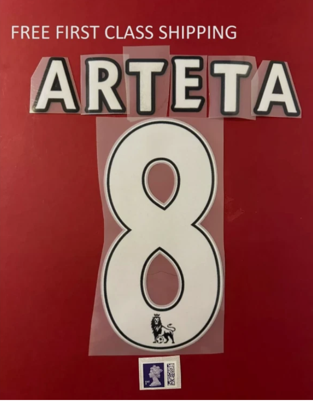 Arteta 8 2007-2012 EPL Player Size Premier League White Nameset Arsenal UK STOCK
