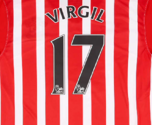 SOUTHAMPTON 2013-2017 VIRGIL 17 WHITE PLAYER SIZE NAMESET
