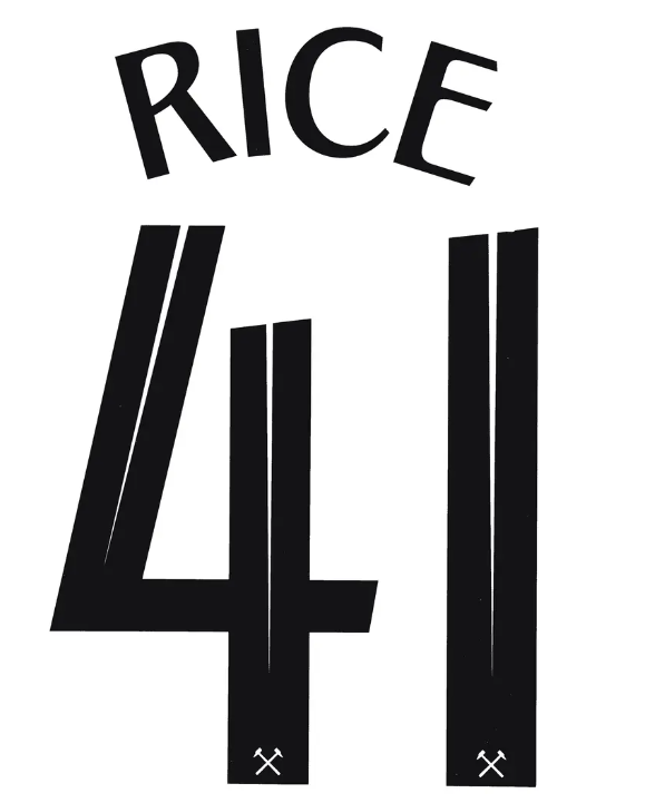 Rice 41 2021-2023 Player Size Premier League PLASTIC Nameset UK STOCK West Ham