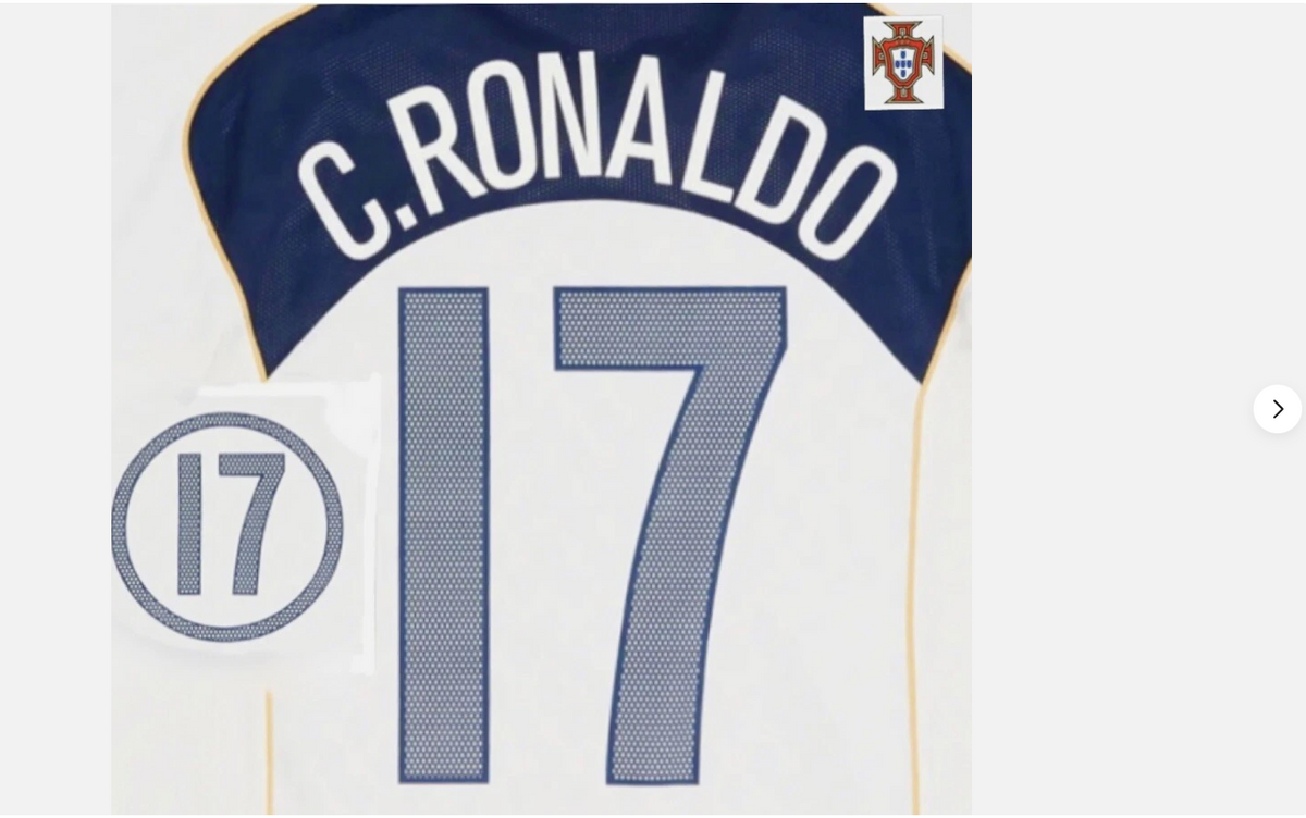 PORTUGAL C. Ronaldo 17 Away PLAYER SIZE Euro 2004 away Nameset