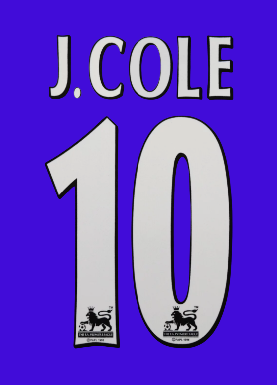 J.Cole 1997-2006 Player Size Premier League White Nameset UK STOCK Chelsea West