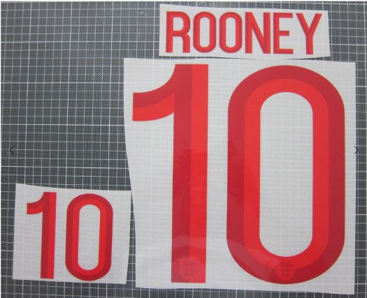 Rooney 10 England Euro 2012 Home Player Size Nameset