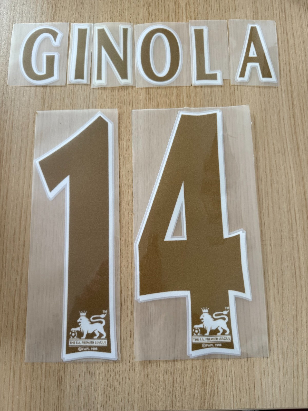 Ginola #14 1997-2000 Tottenham Spurs Player Size Premier League GOLD Nameset