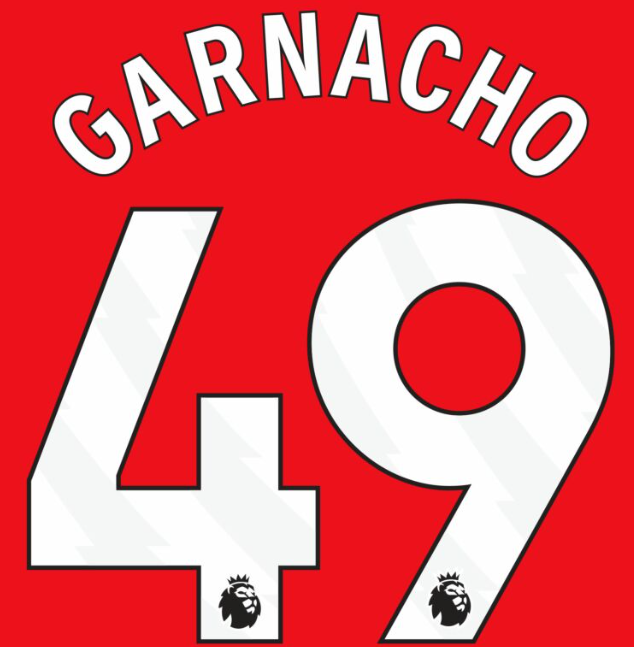 CHELSEA GARNACHO 49 WHITE 2025-2026 PLAYER SIZE NAMESET