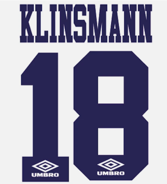 Klinsmann #18 1994-1996 Spurs Home Felt Player Size Premier League Nameset